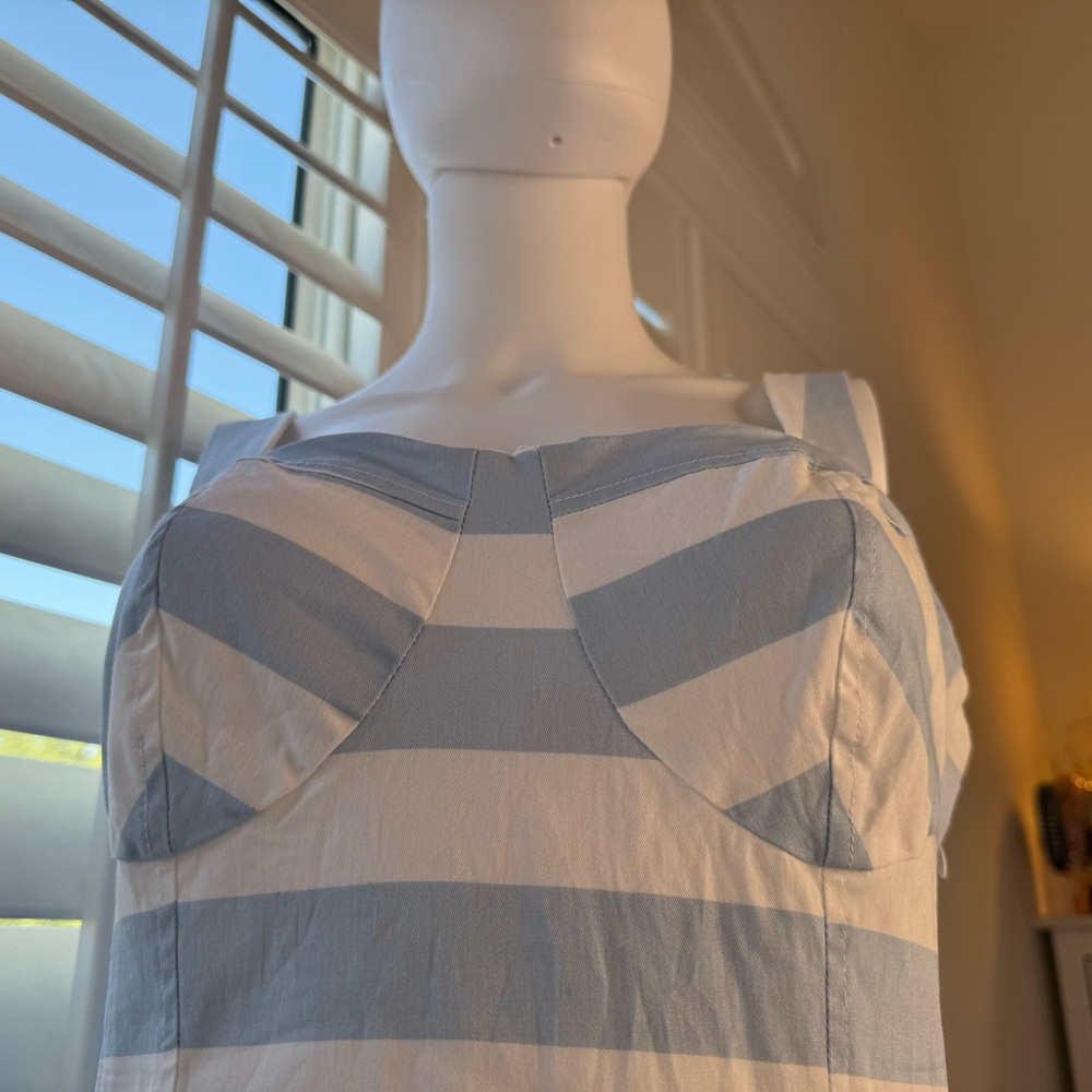Flamingo Blue and White Striped A-Line Dress - Picture 4 of 7